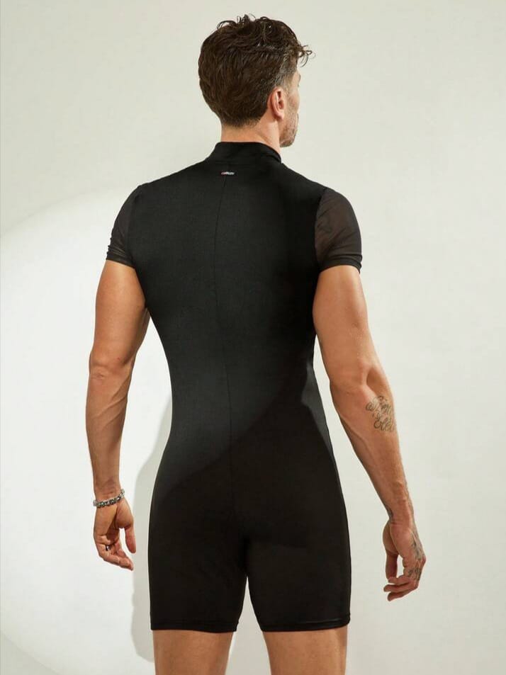 UPTOWN-FUNKY Mesh Men's Patchwork Elastic Romper